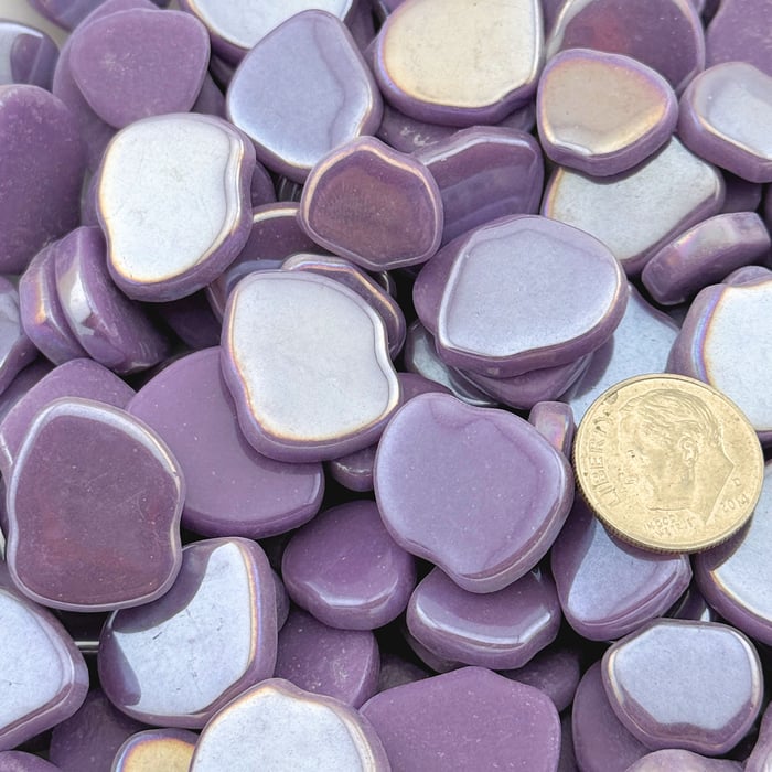 Sweetie Lilac Iridized Floret Glass Mosaic Tiles