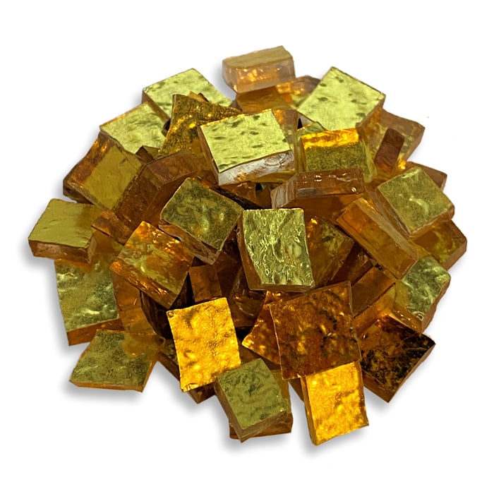 Wavy Yellow Gold Smalti On Clear Glass